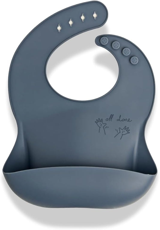 Baby Sign Language Bib, Silicone Baby Bibs, ASL Graphics, Food Catcher, Adjustable, Waterproof, Soft, 6-36 Months