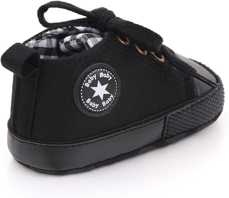 Unisex Baby Boys Girls Shoes, Newborn Infant Non-Slip Canvas Denim High Top Sneakers, Toddler First Walkers Shoes