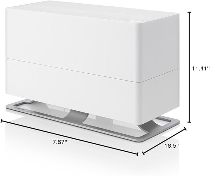 Stadler Form humidifier Oskar big, energy-saving humidifier for rooms up to 1077 square feet, evaporator with automatic switch-off, dimmable LEDs, very quiet, white