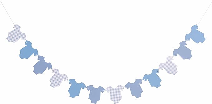 Blue Bodysuit Banner - Blue Gingham Banner,Baby Shower Decoration,Blue Baby Shower Bunting,Girl Boy Baby Shower Decor (bule)