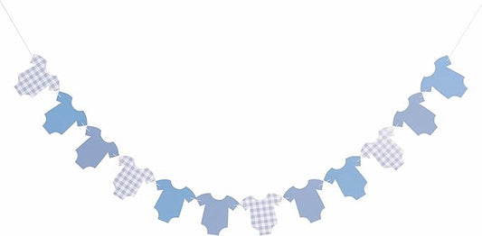 Blue Bodysuit Banner - Blue Gingham Banner,Baby Shower Decoration,Blue Baby Shower Bunting,Girl Boy Baby Shower Decor (bule)