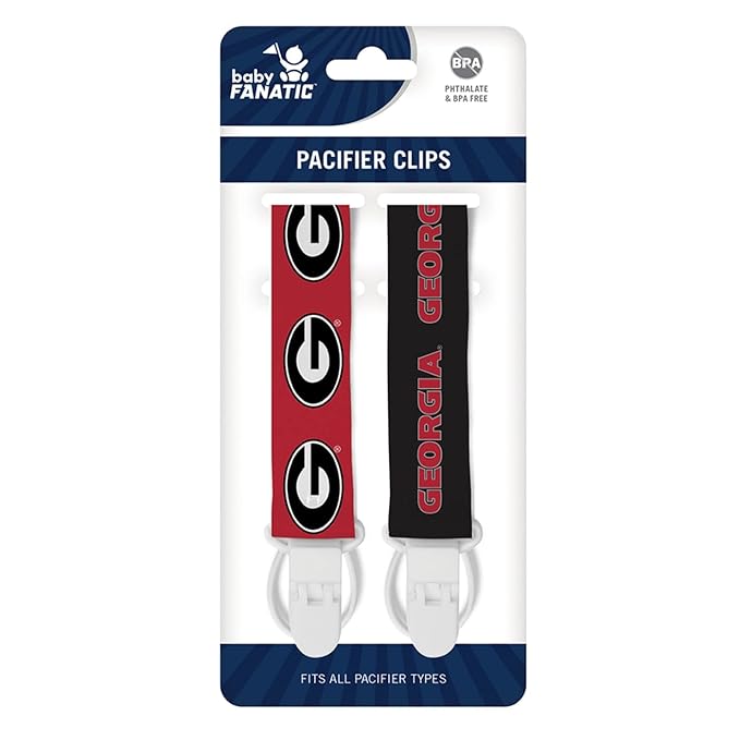 BabyFanatic Officially Licensed Unisex Pacifier Clip 2-Pack - NCAA Georgia Bulldogs - Officially Licensed Baby Apparel