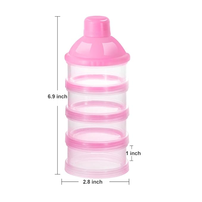 Accmor Formula Dispenser On The Go, 4 Compartments Stackable Formula Container for Travel, Baby Milk Powder Kids Snack Container, BPA Free ﻿