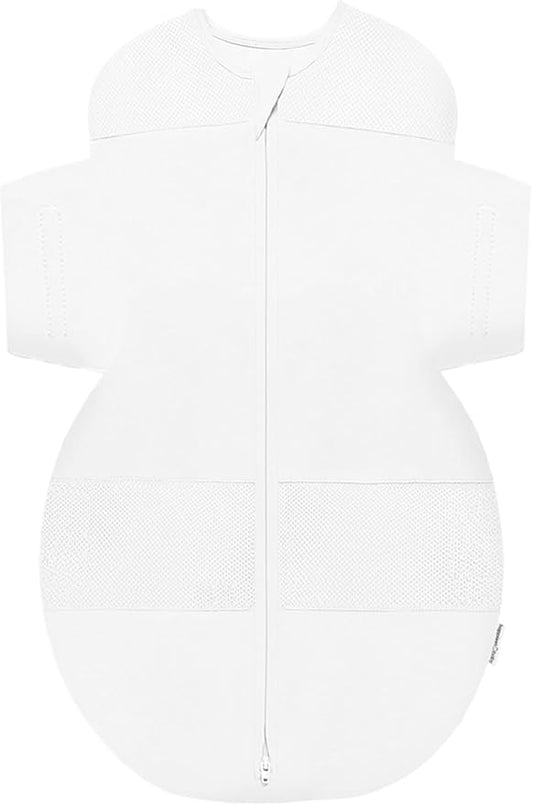 Happiest Baby SNOO Sleep Sack - 100% Organic Cotton Baby Swaddle Blanket - Doctor Designed Promotes Healthy Hip Development (White, X-Large)