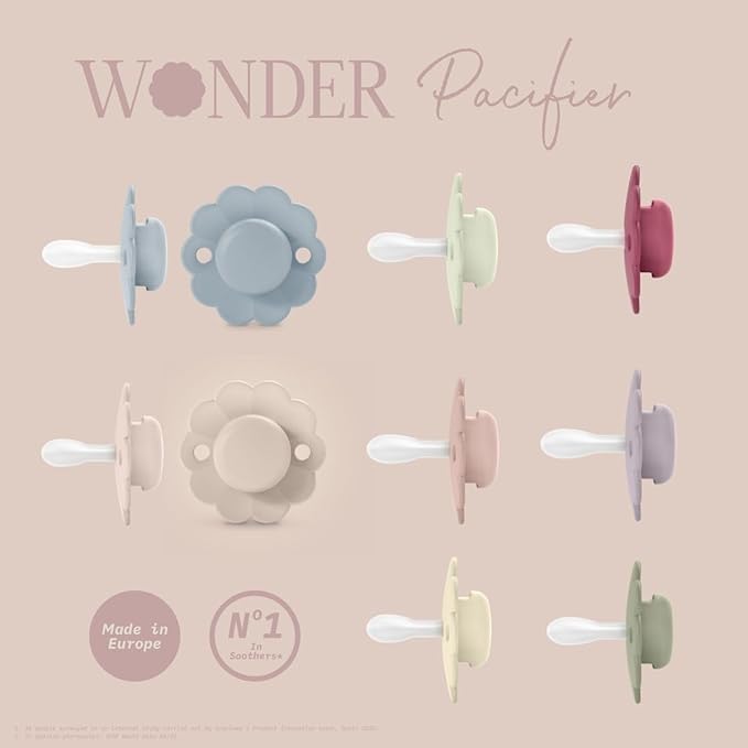 Suavinex Wonder Baby Pacifier, SX Pro Silicone Nipple, Reversible, Non Irritating Shield Design, Pacifiers 6-18 Months, Made in Europe, Almost Aqua