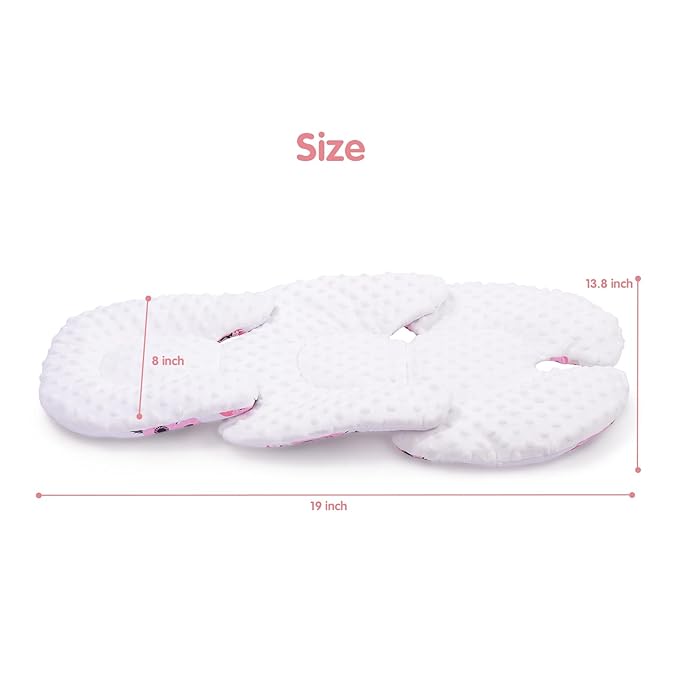 THE KENKYO 2-in-1 Reversible Infant Car Seat Insert for Newborn, Mink Dot Baby Car Seat Head & Body Support with Cotton Filled, Breathable Baby Car Seat Cushion for Strollers, Swings and Bouncers