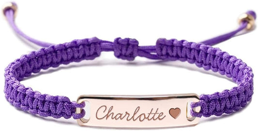 Personalized Baby Bracelet, 18K Gold Plated Custom Name Bracelet, Braided Cord Baby Bracelet Adjustable for Baby Girls and Boys as Birthday Gift Baptism Gift