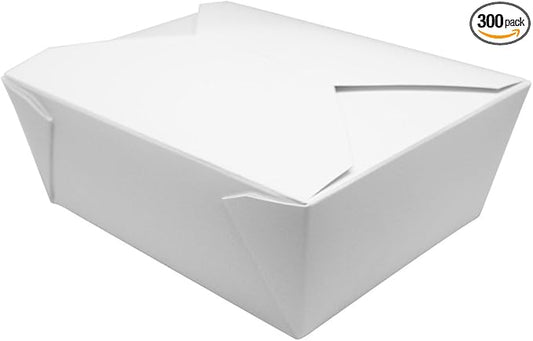 Karat FP-FTG48W 48 fl.oz. 5.9" x 4.6" x 2.4" Fold-to-Go Box #8,.White (Pack of 300)