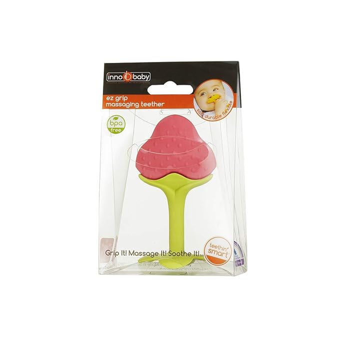 Innobaby Original Teethin Smart EZ Grip Fruit Teether and Sensory Toy for Babies and Toddlers in Berry. BPA Free Teether