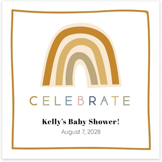 Personalized Modern Rainbow Beverage Napkins / 100 Custom Colorful Birthday Cocktail Napkins/Adorable Gender Neutral Baby Shower Design/Party Supplies/Made In The USA
