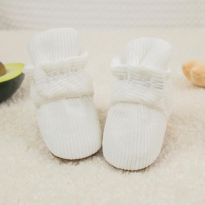 Sawimlgy Newborn Infant Baby Girl Boy Cotton Booties Stay On Sock Slippers Soft Bedroom Shoes Non-Skid Ankle Boots With Grippers Toddler Crib Warm Shoe First Walker Birthday Shower