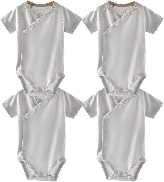Baby Boys Girls Short Sleeves Kimono Clothes Cotton Baby Side-Snap Bodysuit Pack of Baby Layette Set