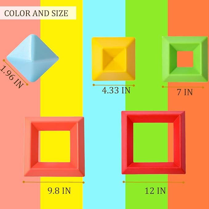 Large Building Blocks Set - 30 Giant Blocks for Stacking - Develops Hand Eye Coordination & Cognitive Skills - Ages 4-8 - Indoor & Outdoor Play