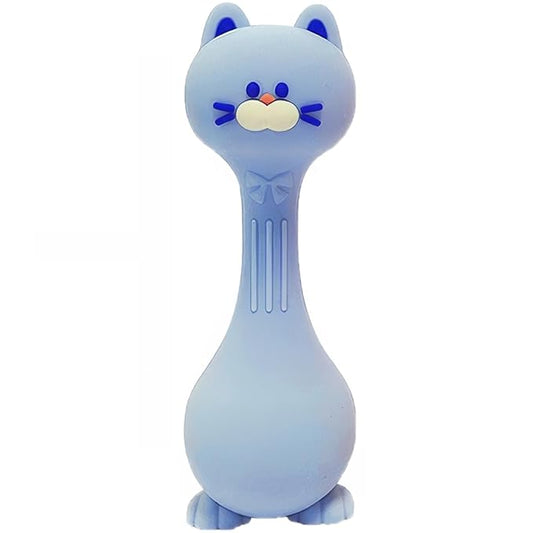 Teether Rattle Toys Cat Silicone Teether Rattle for Baby Food Grade Silicone (Blue)