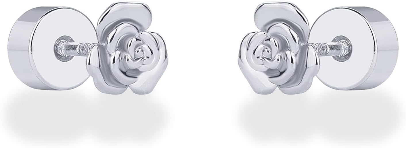 PAVOI 14K Gold Plated Dainty Flat Back Earrings for Women - Hypoallergenic Sterling Silver Posts Helix Cartilage Piercing Jewelry - Emoji Motif Bow Celestial Flatback Gold Stud Earrings Screw Back