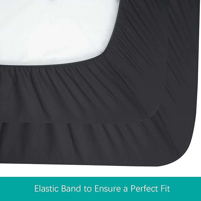Biloban Crib Sheets Fitted, 2 Pack Crib Sheet Fits for Standard Crib Mattress, Neutral Toddler Bed Sheets for Baby Boys and Girl, Black, 52”X 28”