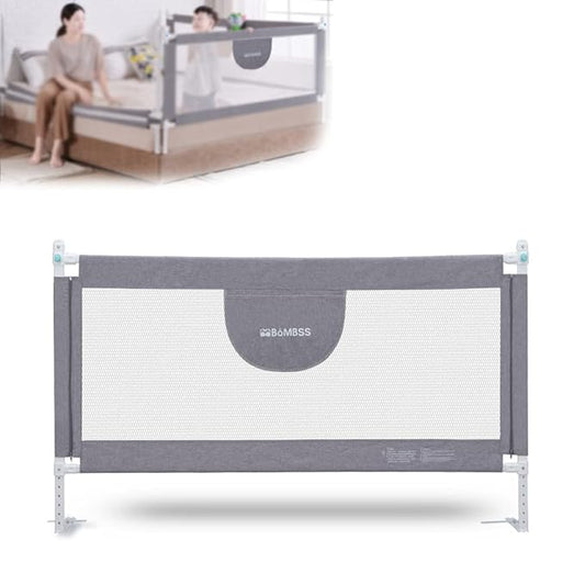 MBQMBSS 58'' Bed Guard Rail for Toddlers, Baby Bed Rails - Fit for Wide Side of Queen Bed, Adjustable Rail Guard, Bed Rails for Kids with Double Safety Lock & Extra Y-Shaped Reinforcement Strap