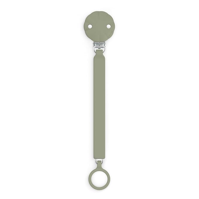 Suavinex Wonder Silicone Baby Pacifier Clip, Spain's #1 Baby Bottle and Pacifier Brand, Paci Clips for Babies, Essentials, Hedge Green