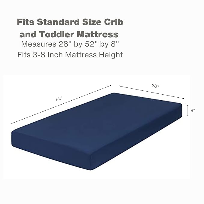 Everyday Kids Fitted Crib Sheet, 100% Soft Breathable Microfiber Baby Sheet, Fits Standard Size Crib Mattress 28in x 52in, Navy Nursery Sheet