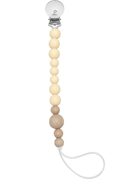 Loulou Lollipop Silicone Soother Pacifier Clip Binky Holder for Newborn and Baby - Color Block (Coconut Milk)