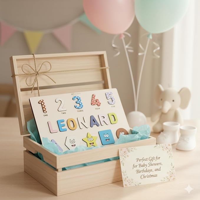 Personalized Name Puzzle for Toddlers 1-3, Customized Baby Girl Gift, Custom Baby Boy Gift, Wooden Name Puzzle for Kids, Custom Baby Stuff, Baby Nursery Room Decor