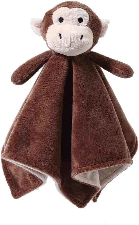 CREVENT Cozy Plush Baby Security Blanket, Loveys for Baby Girls and Boys, Birthday (Monkey+Giraffe)