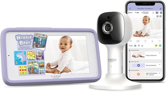 HUBBLE CONNECTED Nursery Pal Cloud Touch Smart WiFi Enabled Baby Monitor with 5 Inch HD Color Touchscreen Parent Unit, Plus Preloaded Soothing Sounds, Lullabies, and Stories, White