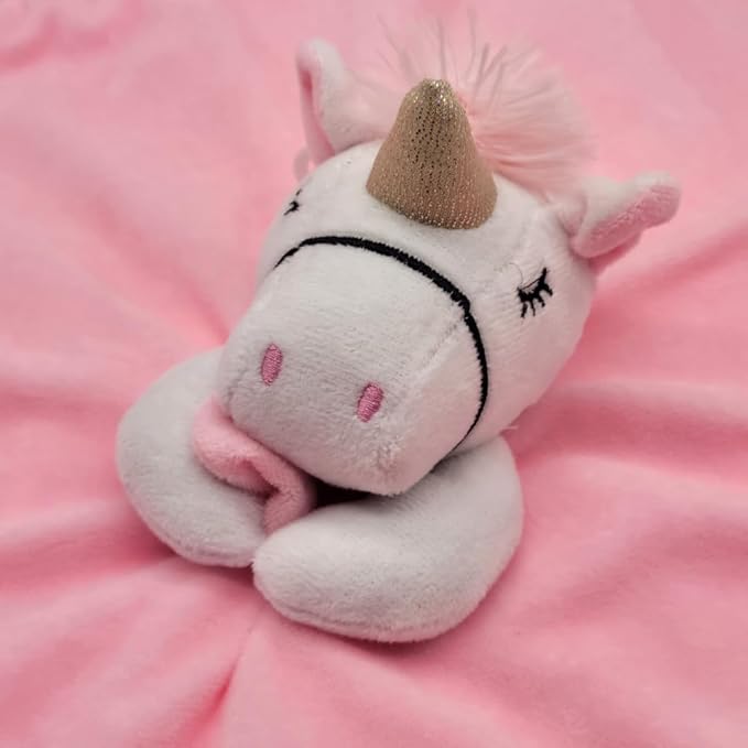 Unicorn Lovey Blanket for Baby | Large 20" x 20" Baby Lovey for Girls | Cute Unicorn Security Blanket for Babies and Toddlers