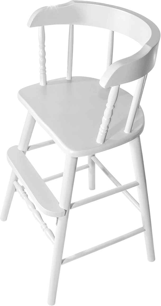 Sargent's Sons Amish Style Wooden Youth Chair, Desk Chair, Youth Dinning Chair with Step & Arms (White Finish)