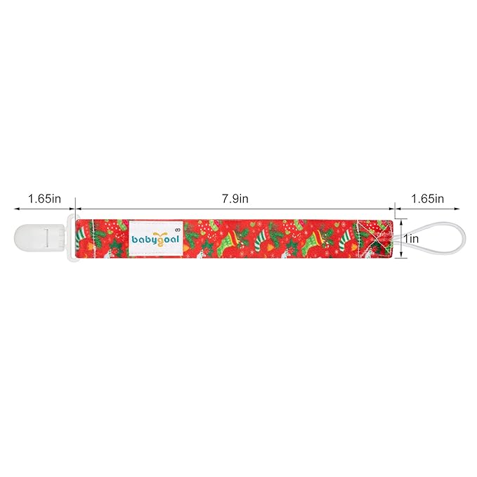 Babygoal Christmas Pacifier Clips, 6 Pack Binky Paci Holder and Leash for Boys and Girls Fits for Most Pacifier, Binkie Styles & Baby Teethers & Toys and Xmas Gift 6PB11
