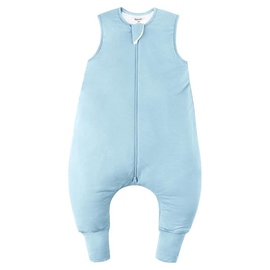 Rayon Made From Bamboo Sleep Sack 12-24 Months 0.5 Tog Ultra Soft Summer Toddler Sleep Sack 1t-2t with Feet 2-Way Zipper Lightweight Baby Sleeping Bag with Legs Thin Baby Wearable Blanket-Blue