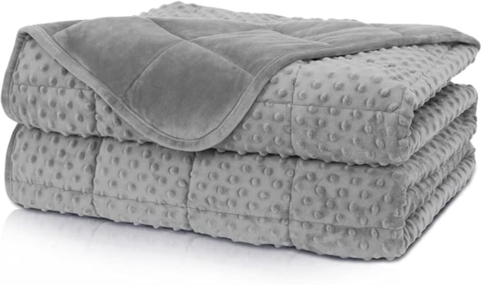 Weighted Blanket Queen 20lbs for Adult(60"×80",Gray) Breathable Soft Minky Weighted Throw Blanket for All Season,Heavy Blanket with Premium Glass Beads