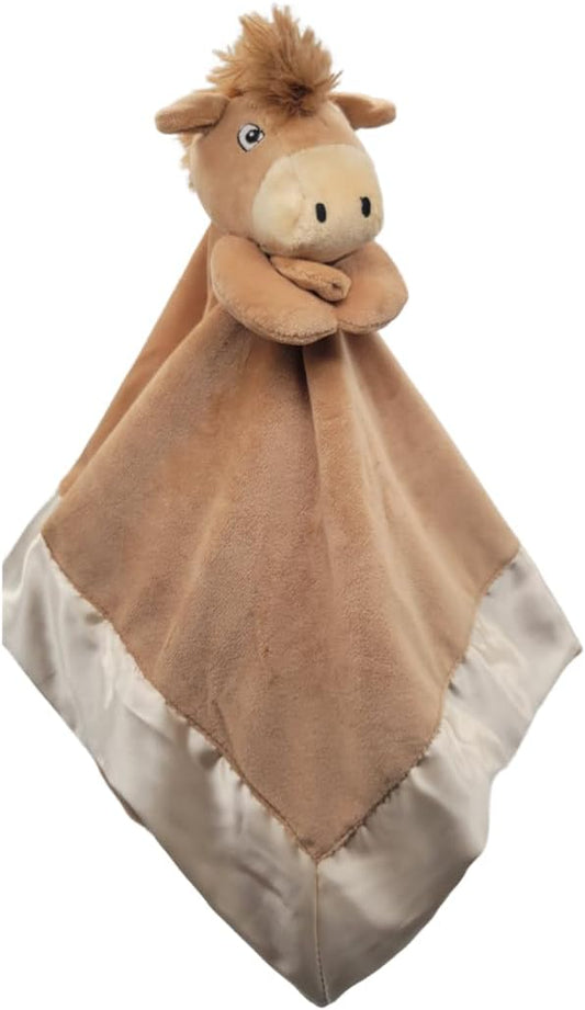 Yikestwins Horse Lovey Blanket for Baby | Large 20" x 20" Baby Lovey Unisex | Cute Horse Security Blanket for Babies and Toddlers