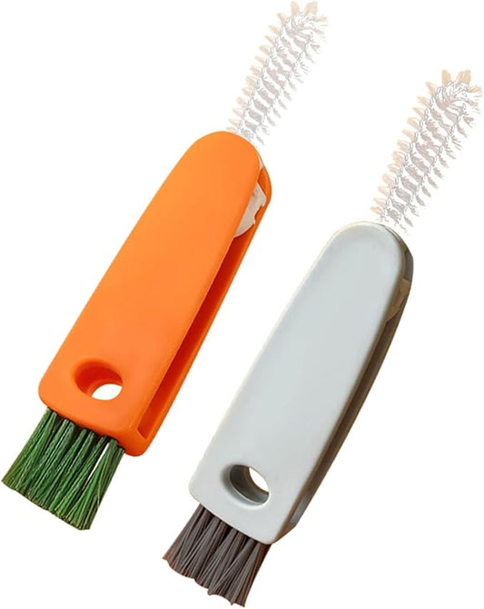 Linhongwu 2PCS 3 in 1 Tiny Bottle Cup Lid Detail Brush Straw Cleaner Tools Water Cleaning Crevice for Bottles Carrot Clean Brushes
