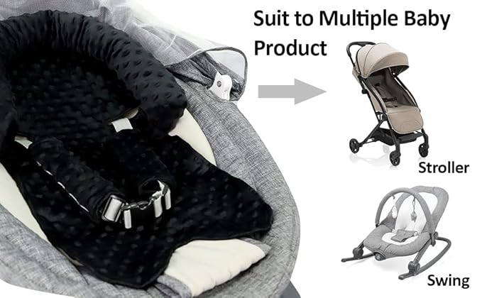 Car Seat Head Support Infant Baby Carseat Head Support & Strap Covers for Newborns Ultra Soft Minky Dotted Fabric Infant Car Seat Insert Perfect for Baby Carseats, Strollers, and Bouncers