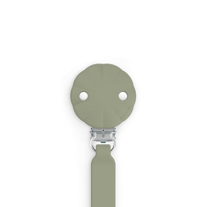 Suavinex Wonder Silicone Baby Pacifier Clip, Spain's #1 Baby Bottle and Pacifier Brand, Paci Clips for Babies, Essentials, Hedge Green