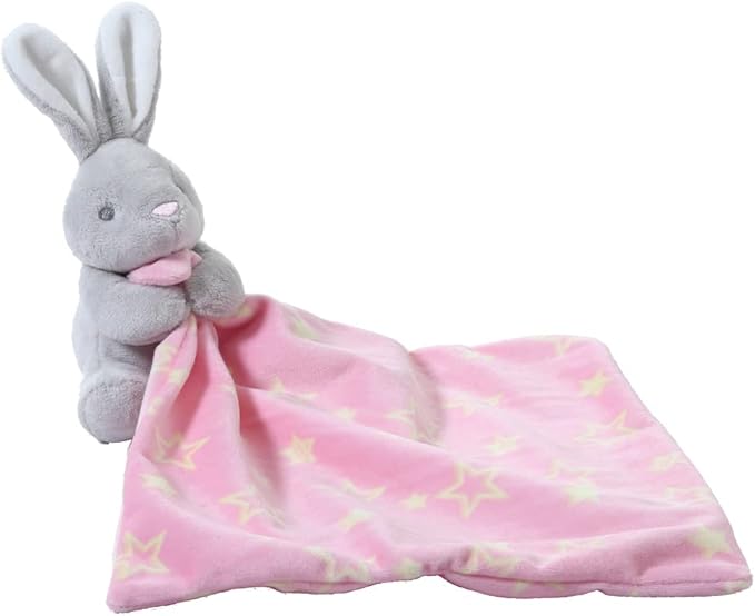 CREVENT Cozy Plush Baby Security Blanket Loveys for Baby Girls with Animal Face, Baby Shower/Birthday Gifts for Newborns Infant Toddler (Hugging Bunny)