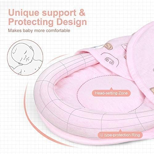 Organic Cotton Baby Swaddle Blankets, Unisex Baby Blanket Wrap for Newborn Baby Boys Girls, Skin Friendly Wearable Swaddling Sleep Sack Calms Startle Reflex (Button, Peachpink, 0-3 Months)