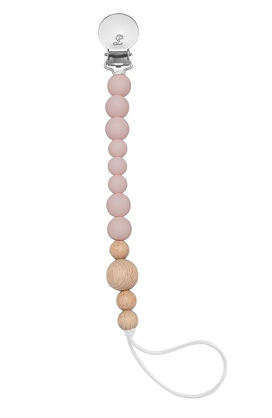 Loulou Lollipop Silicone Soother Pacifier Clip Binky Holder for Newborn and Baby - Color Block - Dusty Rose