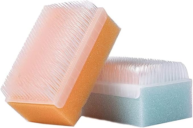 Loofah Sterilized Cradle Cap Brush - 3-pk Sterile and Safe 2 in 1, Baby Bath Sponge | for Treatment Time Puff, Multicolored