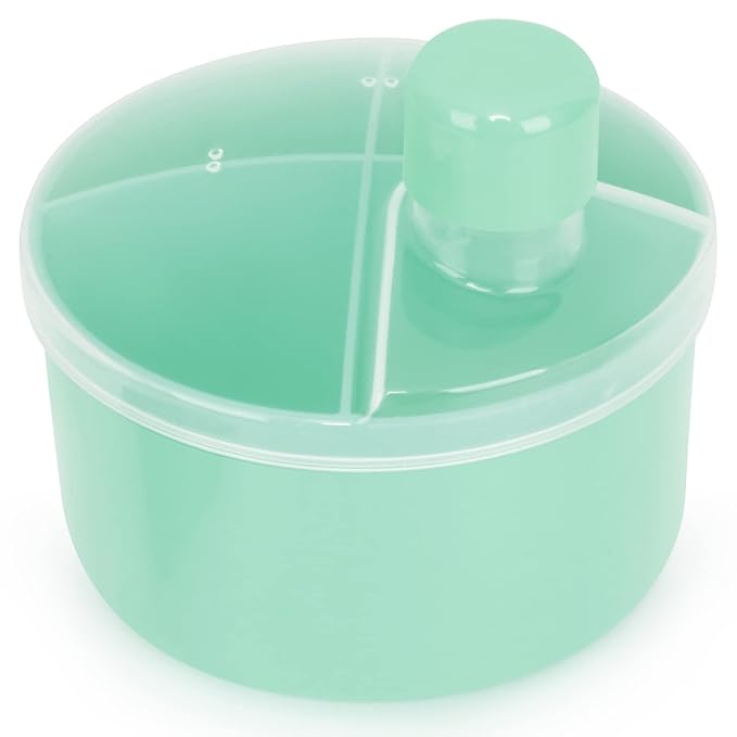 Accmor Formula Dispenser On The Go, Non-Spill Rotating Four-Compartment Formula Container to Go, Milk Powder Snack Storage Container for Infant Toddler Travel Outdoor, Green
