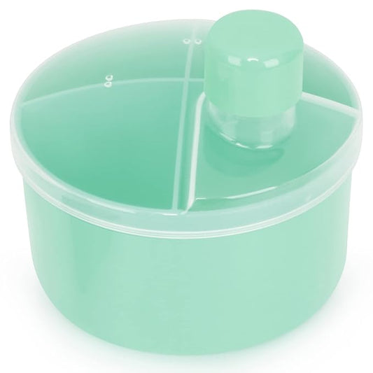 Accmor Formula Dispenser On The Go, Non-Spill Rotating Four-Compartment Formula Container to Go, Milk Powder Snack Storage Container for Infant Toddler Travel Outdoor, Green