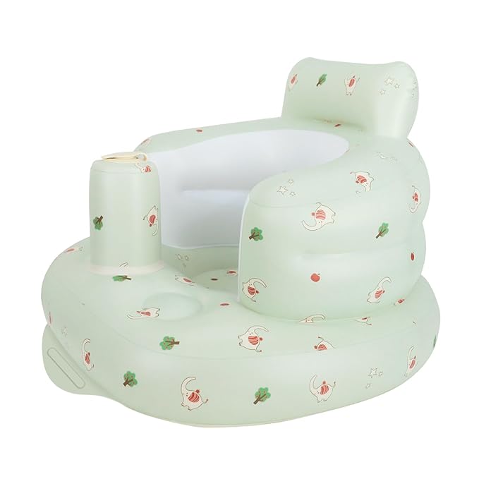 Inflatable Baby Seat, Inflatable Baby Chair for Babies 3 Months and Up, Summer Blow Up Chair with Built in Air Pump, Infant Floor Seats for Learning to Sit, Palying, Camping, Elephant
