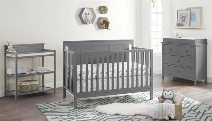 Oxford Baby Lazio 4-in-1 Convertible Crib, Dove Gray, GreenGuard Gold Certified