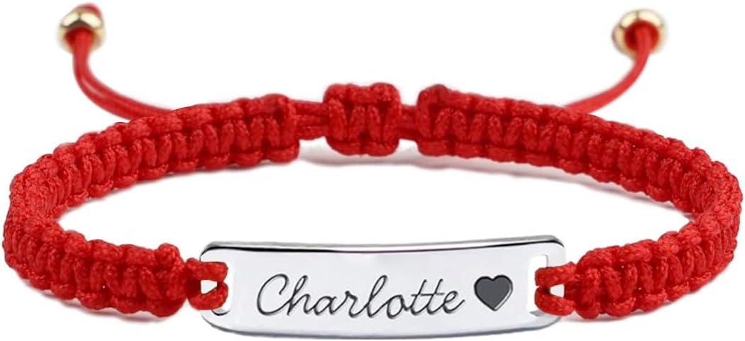 Personalized Baby Bracelet, 18K Gold Plated Custom Name Bracelet, Braided Cord Baby Bracelet Adjustable for Baby Girls and Boys as Birthday Gift Baptism Gift