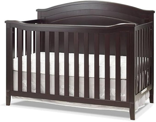 Pemberly Row Modern/Contemporary Round Top Panel Crib in Espresso