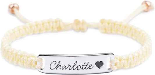 Personalized Baby Bracelet, 18K Gold Plated Custom Name Bracelet, Braided Cord Baby Bracelet Adjustable for Baby Girls and Boys as Birthday Gift Baptism Gift