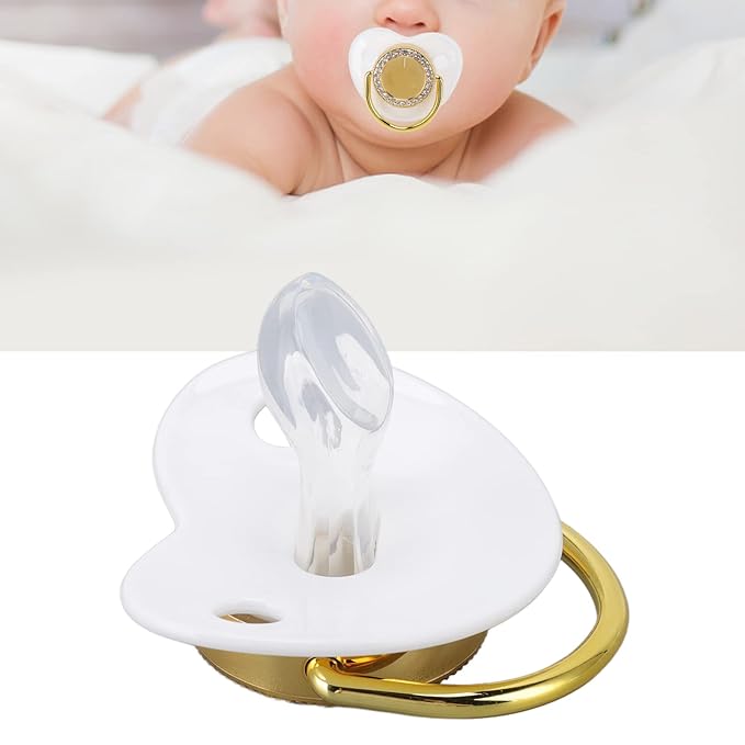 Baby Pacifier, Stylish DIY Photo Decoration Infant Bling Pacifier Clip Set for Newborn (White M)