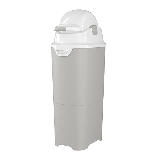 Foundations Tall Diaper Pail with Airtight Lid - Durable & Odorless Diaper Disposal, Large Capacity, Holds up to 60 Newborn Diapers, Refill with Any Bags - Gray