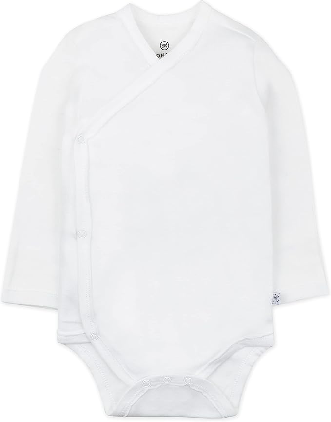 HonestBaby unisex-baby 3-pack Long Sleeve Side-snap Kimono Bodysuits Organic Cotton for Infant Baby Boys, Girls, Unisex